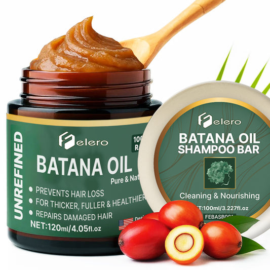 Unrefined Batana Oil & Shampoo Bar Set for Hair Growth - 100% Pure, Organic & Authentic Dr Sebi Batana Hair Mask from Honduras - Repairs Split Ends, Reduces Hair Loss & Boosts Beard Growth - 7.27oz