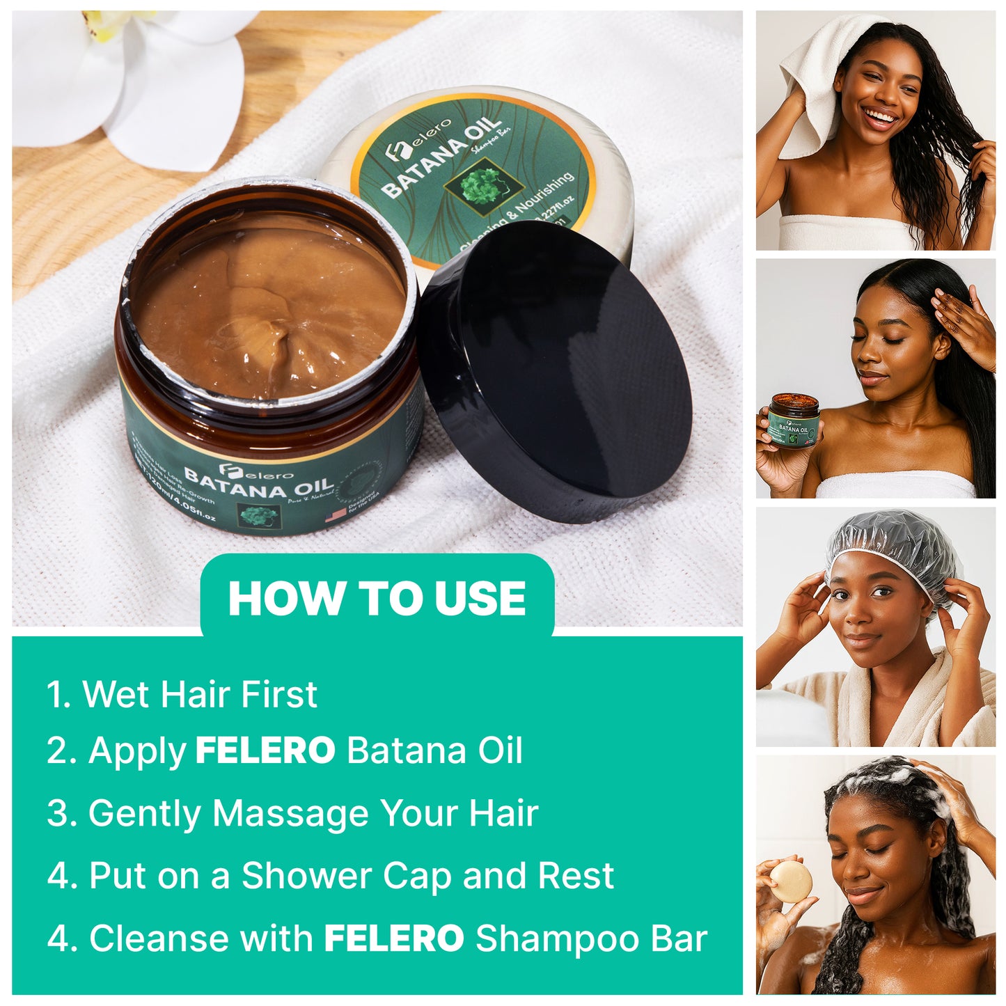 Unrefined Batana Oil & Shampoo Bar Set for Hair Growth - 100% Pure, Organic & Authentic Dr Sebi Batana Hair Mask from Honduras - Repairs Split Ends, Reduces Hair Loss & Boosts Beard Growth - 7.27oz